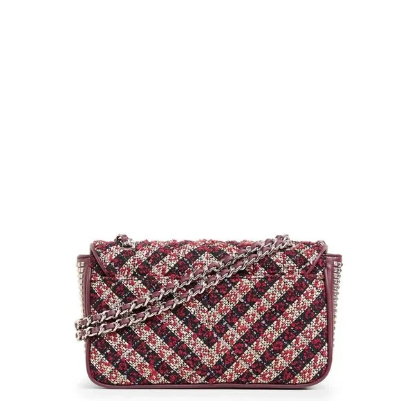 Karl Lagerfeld Agyness Tweed Crossbody Flap NWOT Convertible Wine Navy Luxury - Picture 13 of 16